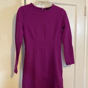 J.Crew Women’s  Long Sleeve Sheath Dress Size XS Bright Plum Classic Pre…